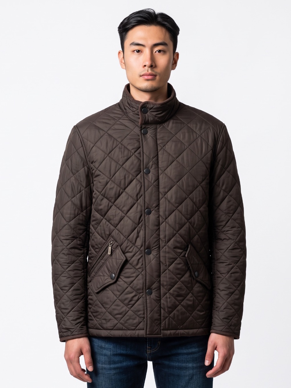 🌻Barbour Powell Quilted Jacket Fleece Lined Stand Collar Men's Size Small
